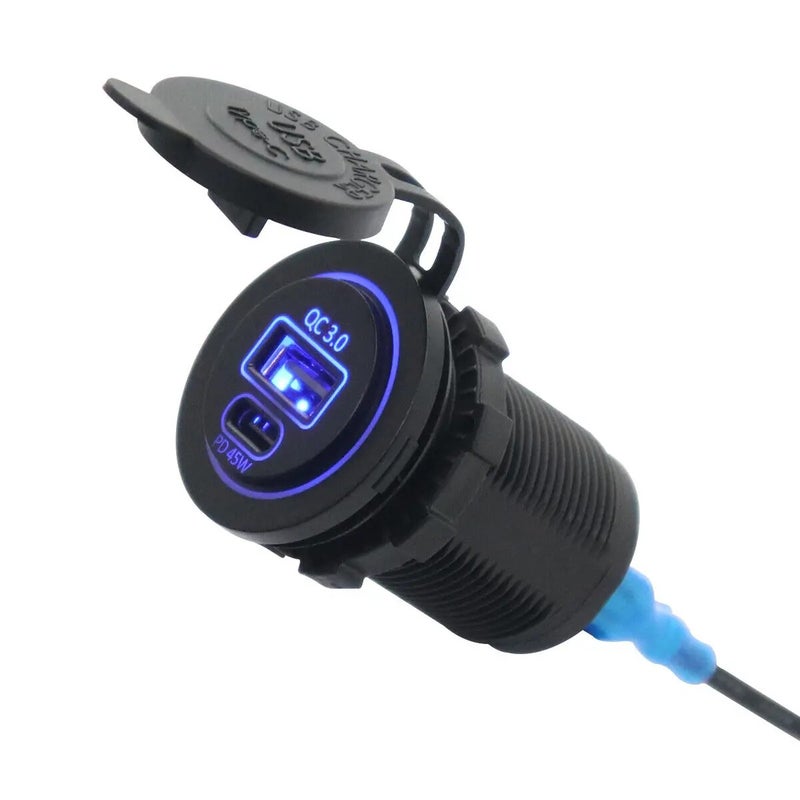 Bluejw 12V Car Charger, QC3.0 USB Type-C PD 45W Fast Charging Automobile Adapter for Phones & Tablets - Image 3